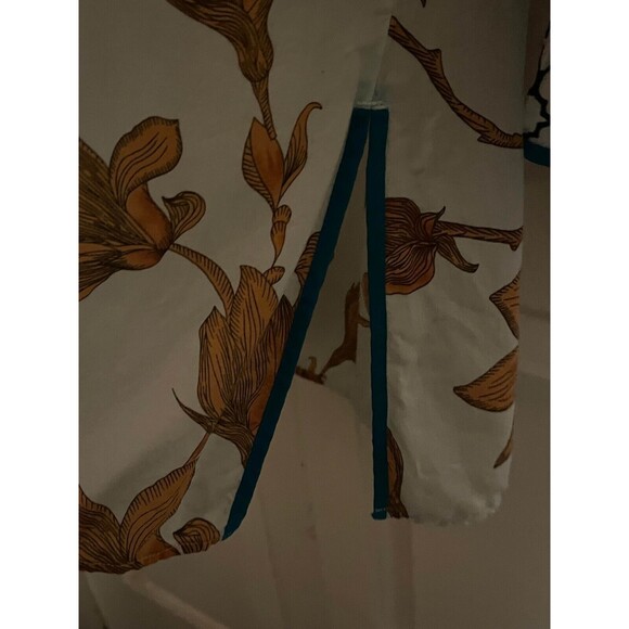 Soft Surroundings Long Sleeve Top Blouse Women's Size S Brown White V Neck - Picture 4 of 5